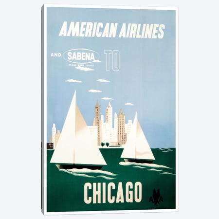 American Airlines And Sabena To Chicago Canvas Print #LIV20} by Unknown Artist Canvas Artwork
