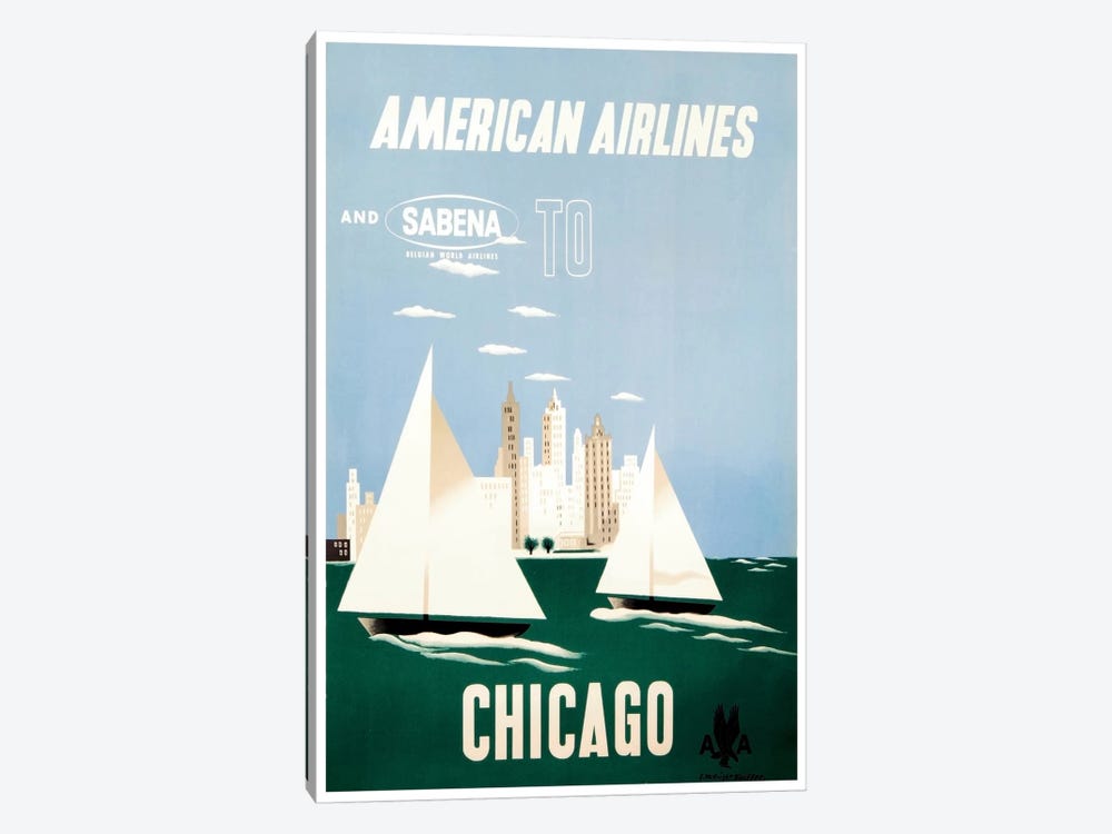 American Airlines And Sabena To Chicago by Unknown Artist 1-piece Canvas Artwork
