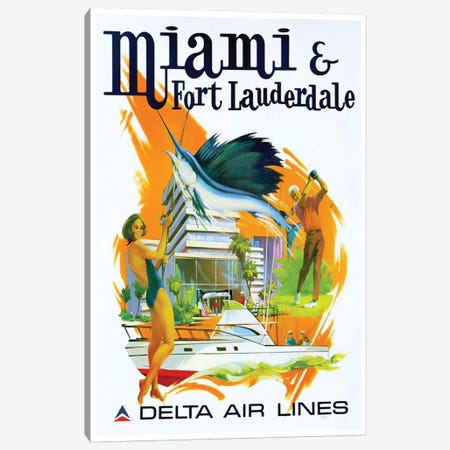 Miami & Fort Lauderdale - Delta Airlines Canvas Print #LIV210} by Unknown Artist Art Print