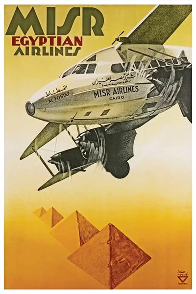 Pyramids: Misr Egyptian Airlines by Unknown Artist