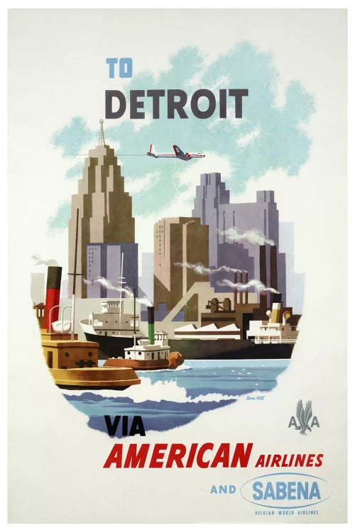 American Airlines And Sabena To Detroit