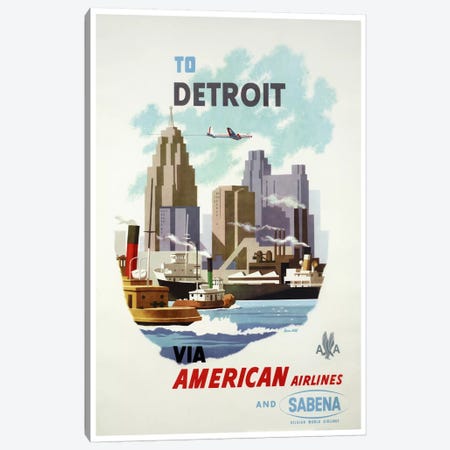 American Airlines And Sabena To Detroit Canvas Print #LIV21} by Unknown Artist Canvas Art