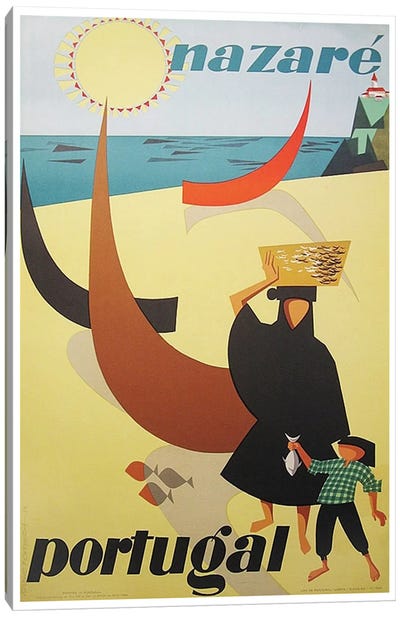 Nazare, Portugal Canvas Art Print - Vintage Travel Posters