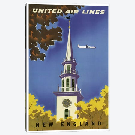 New England - United Airlines I Canvas Print #LIV221} by Unknown Artist Canvas Art