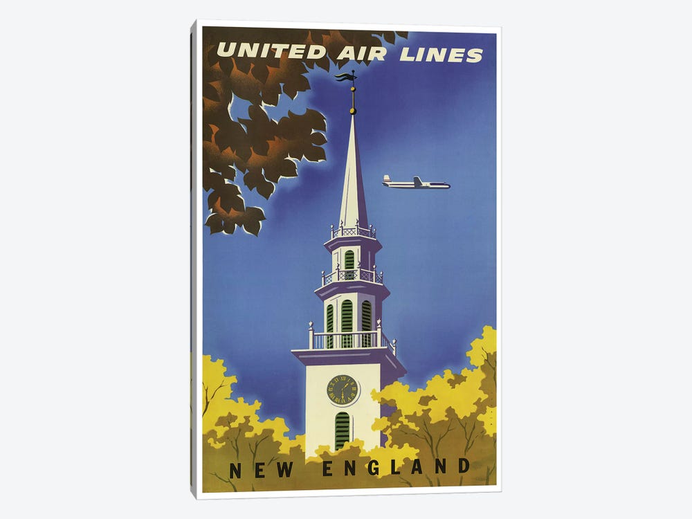 New England - United Airlines I by Unknown Artist 1-piece Canvas Print