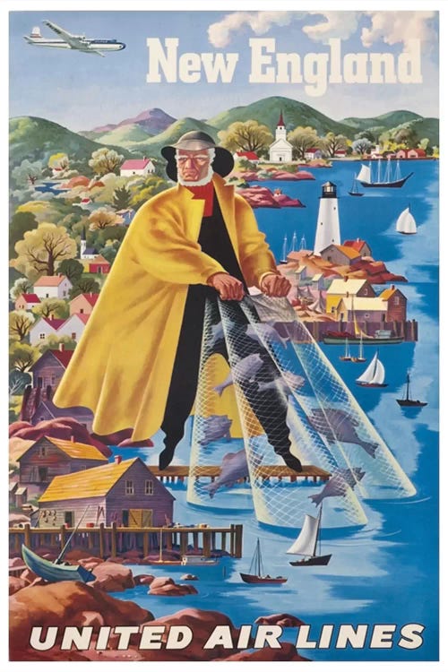 New England - United Airlines II by Unknown Artist wall art