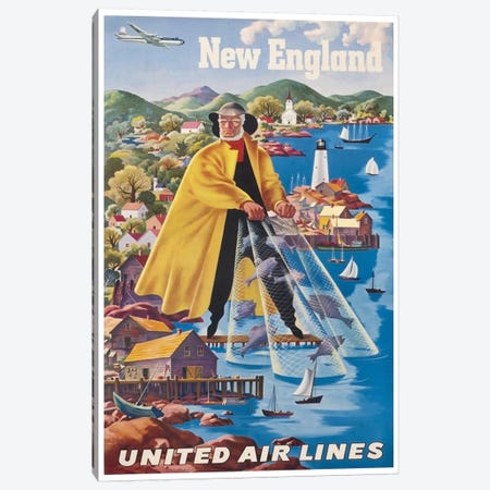 New England - United Airlines II Canvas Print #LIV222} by Unknown Artist Canvas Wall Art
