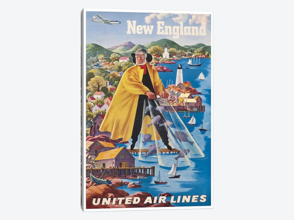 New England - United Airlines II by Unknown Artist 1-piece Canvas Art