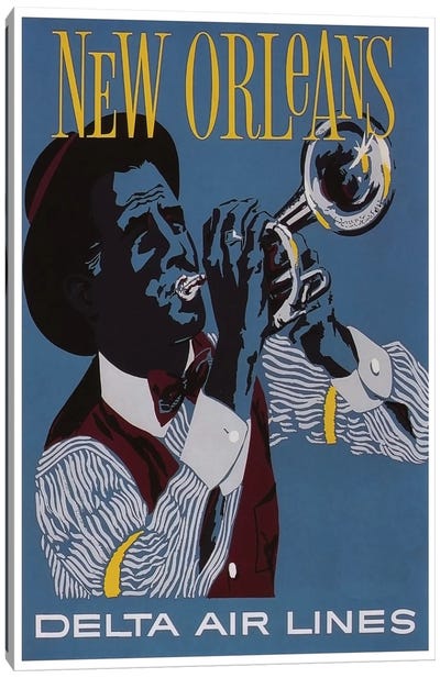 New Orleans - Delta Air Lines Canvas Art Print - New Orleans Travel Posters