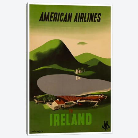 American Airlines To Ireland Canvas Print #LIV22} by Unknown Artist Canvas Artwork