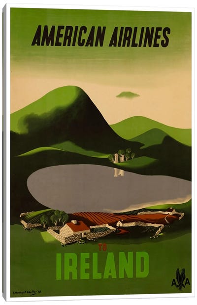 American Airlines To Ireland Canvas Art Print - Vintage Travel Posters