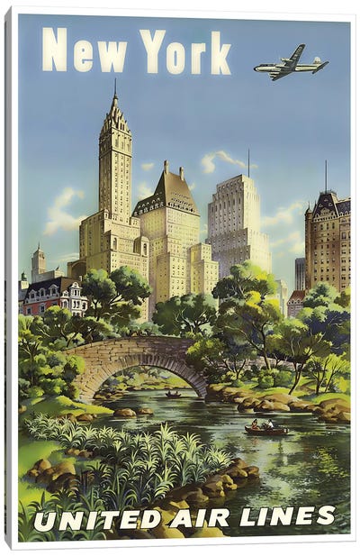 New York - United Airlines I Canvas Art Print - New York City Travel Posters