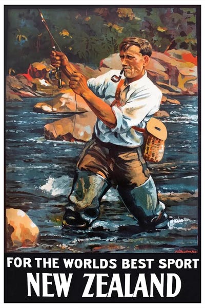 Vintage Travel Posters: New Zealand: For The World's Best Sport by Unknown Artist