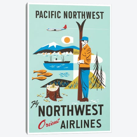 Pacific Northwest - Fly Northwest Orient Airlines Canvas Print #LIV246} by Unknown Artist Art Print