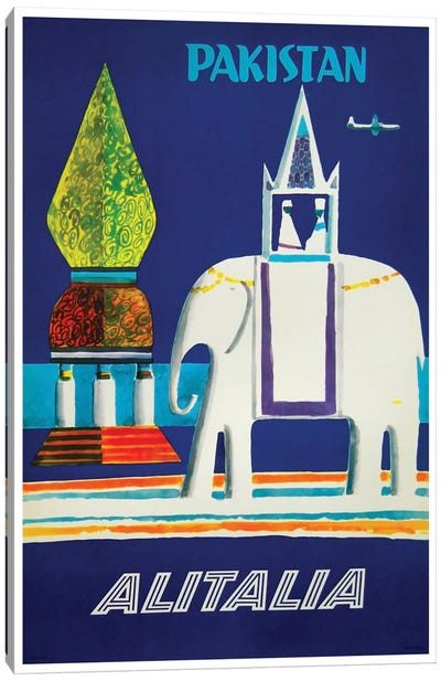 Pakistan - Alitalia  Canvas Art Print - Vintage Travel Posters
