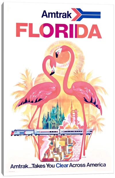 Amtrak Florida Canvas Art Print - Flamingo Art