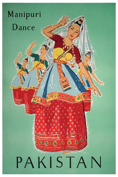 Pakistan - Manipuri Dance by Unknown Artist framed canvas print