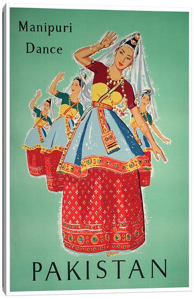 Pakistan - Manipuri Dance Canvas Art Print - Vintage Travel Posters