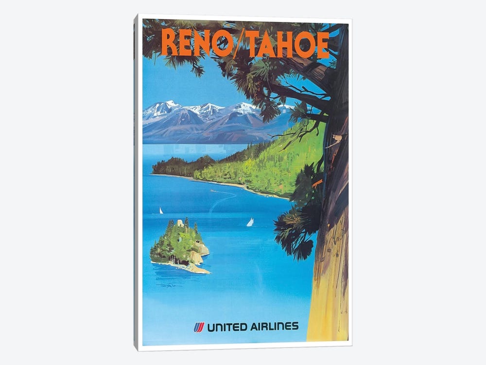 Reno/Tahoe - United Airlines by Unknown Artist 1-piece Canvas Wall Art