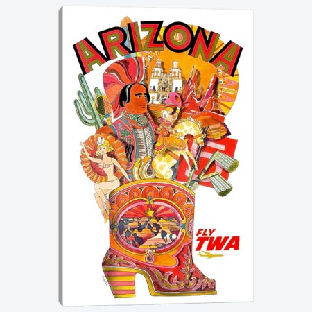 Arizona - Fly TWA I Canvas Print #LIV27} by Unknown Artist Canvas Art Print