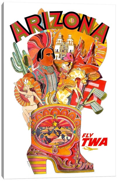 Arizona - Fly TWA I Canvas Art Print - Vintage Travel Posters