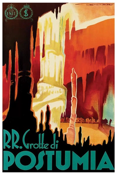 Vintage Travel Posters: RR. Grotte di Postumia (Postojna Cave) by Unknown Artist