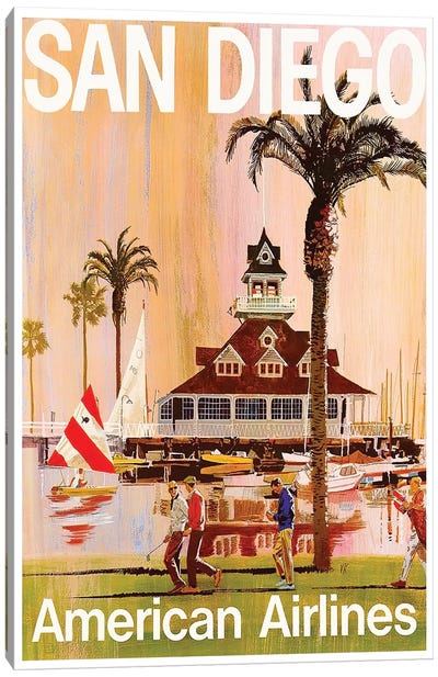 San Diego - American Airlines Canvas Art Print - San Diego Art
