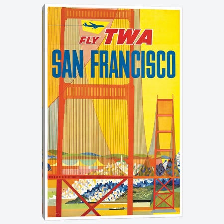 San Francisco - Fly TWA I Canvas Print #LIV287} by Unknown Artist Canvas Print