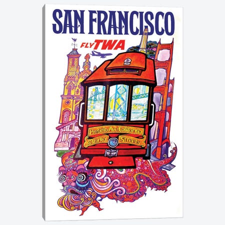 San Francisco - Fly TWA II Canvas Print #LIV288} by Unknown Artist Canvas Wall Art