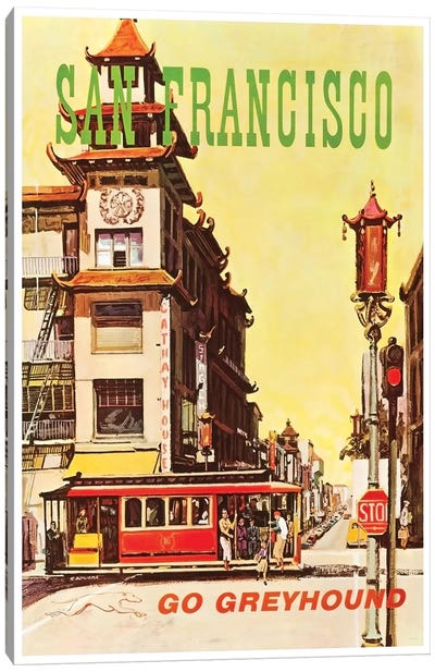 San Francisco - Go Greyhound Canvas Art Print - San Francisco Travel Posters