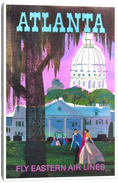 Atlanta - Fly Eastern Air Lines Canvas Art Print - Vintage Travel Posters