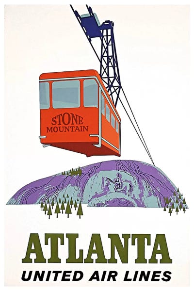 Atlanta, Stone Mountain - United Airlines by Unknown Artist metal wall art