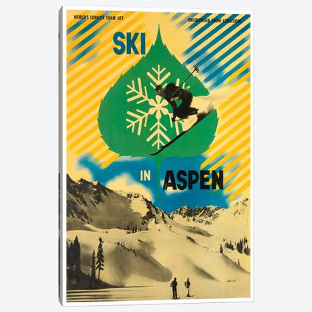 Ski In Aspen Canvas Print #LIV307} by Unknown Artist Canvas Wall Art