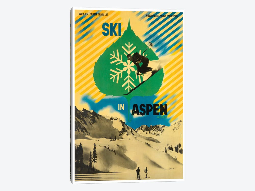 Ski In Aspen by Unknown Artist 1-piece Canvas Artwork
