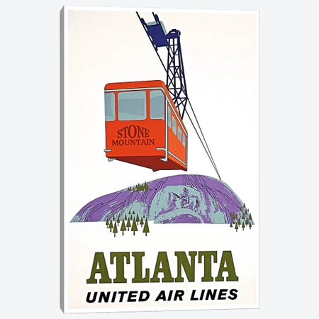 Atlanta, Stone Mountain - United Airlines Canvas Print #LIV30} by Unknown Artist Art Print