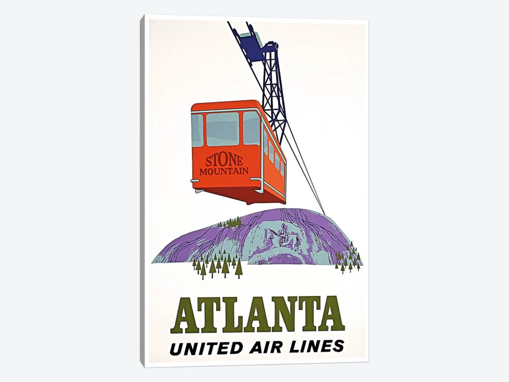 Atlanta, Stone Mountain - United Airlines by Unknown Artist 1-piece Canvas Print