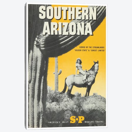 Southern Arizona: Served By The Streamliners "Golden State" & "Sunset Limited" - Southern Pacific Canvas Print #LIV316} by Unknown Artist Canvas Art Print