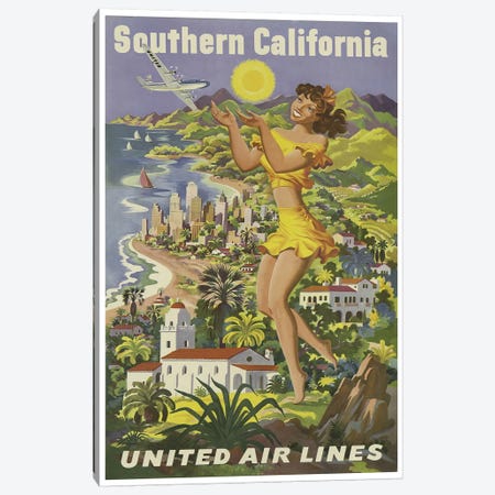 Southern California - United Airlines Canvas Print #LIV317} by Unknown Artist Canvas Art Print