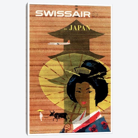 Swissair To Japan Canvas Print #LIV328} by Unknown Artist Canvas Print