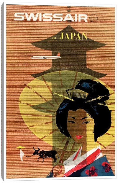 Swissair To Japan Canvas Art Print - Vintage Travel Posters