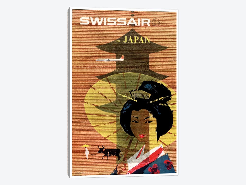 Swissair To Japan by Unknown Artist 1-piece Canvas Art Print