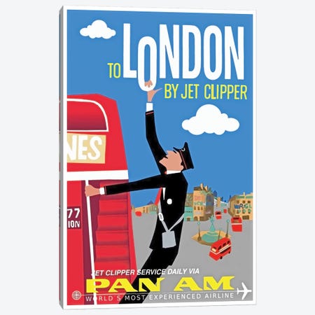 To London By Jet Clipper - Pan Am Canvas Print #LIV336} by Unknown Artist Art Print