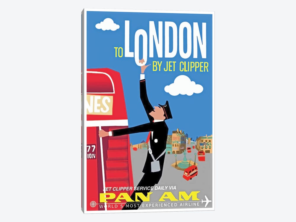 To London By Jet Clipper - Pan Am by Unknown Artist 1-piece Canvas Art