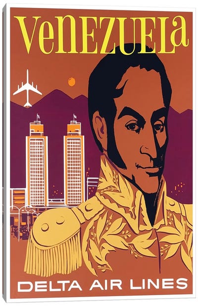 Venezuela - Delta Air Lines Canvas Art Print - Vintage Travel Posters