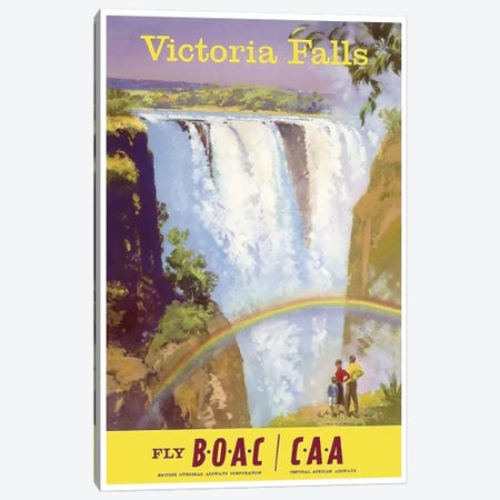 Victoria Falls - Fly BOAC/CAA Canvas Print #LIV342} by Unknown Artist Art Print