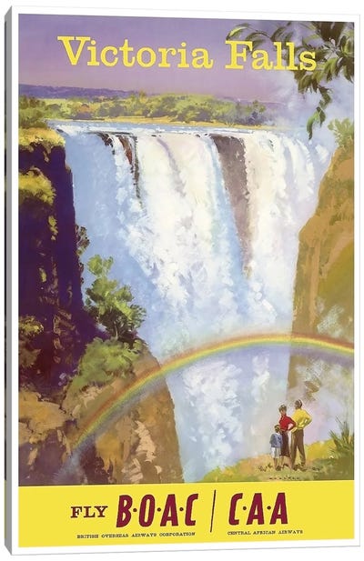 Victoria Falls - Fly BOAC/CAA Canvas Art Print - Victoria Falls