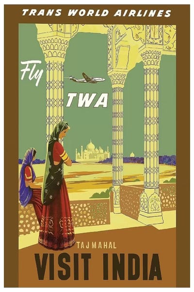 Vintage Travel Posters: Visit India - Fly TWA by Unknown Artist