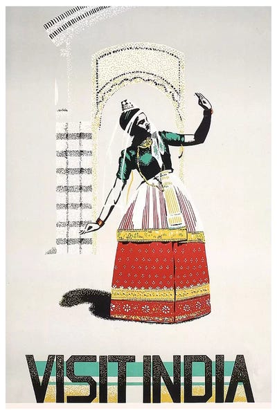 Vintage Travel Posters: Visit India: Dancing by Unknown Artist