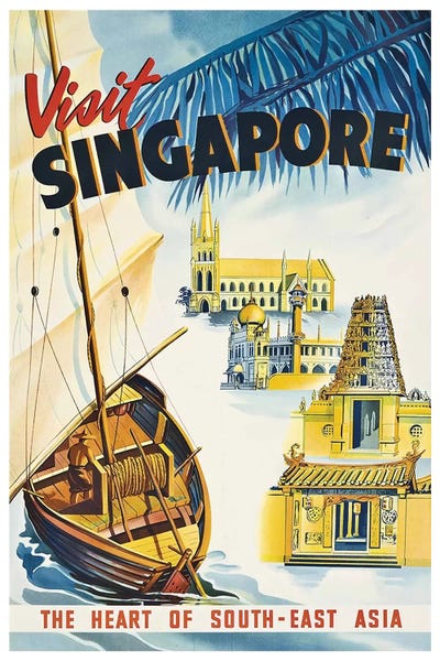 Vintage Travel Posters: Visit Singapore: The Heart Of Southeast Asia by Unknown Artist