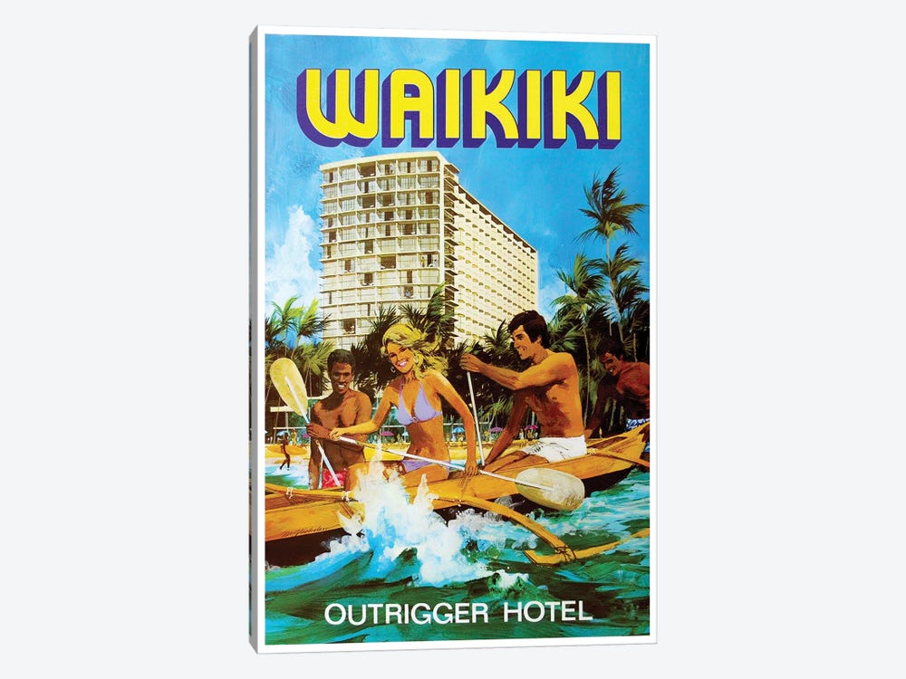 Waikiki - Outrigger Hotel by Unknown Artist 1-piece Canvas Print
